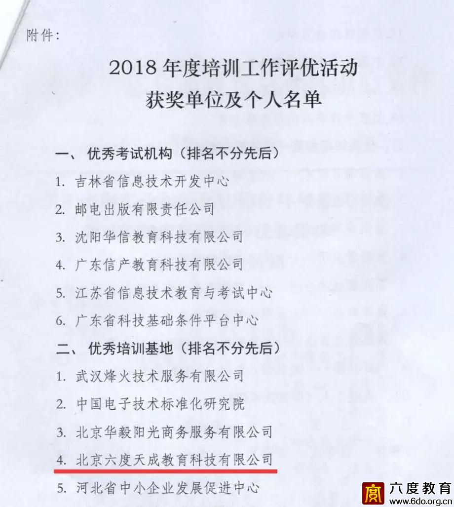 六度教育再獲“優秀培訓機構”榮譽稱號
